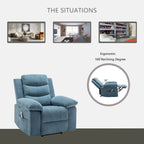 Fauteuil inclinable électrique en velours beige/bleu/gris clair/camel/gris foncé avec fonctions chauffante et massage - Usage unique
