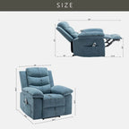 Fauteuil inclinable électrique en velours beige/bleu/gris clair/camel/gris foncé avec fonctions chauffante et massage - Usage unique