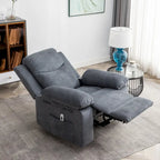 Fauteuil inclinable électrique en velours beige/bleu/gris clair/camel/gris foncé avec fonctions chauffante et massage - Usage unique