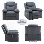 Fauteuil inclinable électrique en velours beige/bleu/gris clair/camel/gris foncé avec fonctions chauffante et massage - Usage unique