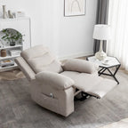 Fauteuil inclinable électrique en velours beige/bleu/gris clair/camel/gris foncé avec fonctions chauffante et massage - Usage unique