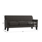 Canapé de transition en lin blanc / gris foncé à accoudoirs évasés et coussins amovibles - 3 places