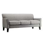 Canapé de transition en lin blanc / gris foncé à accoudoirs évasés et coussins amovibles - 3 places