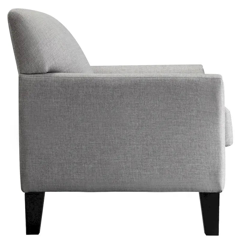Canapé de transition en lin blanc / gris foncé à accoudoirs évasés et coussins amovibles - 3 places
