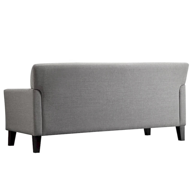 Canapé de transition en lin blanc / gris foncé à accoudoirs évasés et coussins amovibles - 3 places