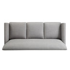 Canapé de transition en lin blanc / gris foncé à accoudoirs évasés et coussins amovibles - 3 places