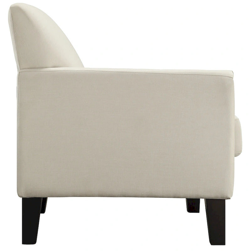 Canapé de transition en lin blanc / gris foncé à accoudoirs évasés et coussins amovibles - 3 places