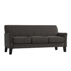 Canapé de transition en lin blanc / gris foncé à accoudoirs évasés et coussins amovibles - 3 places