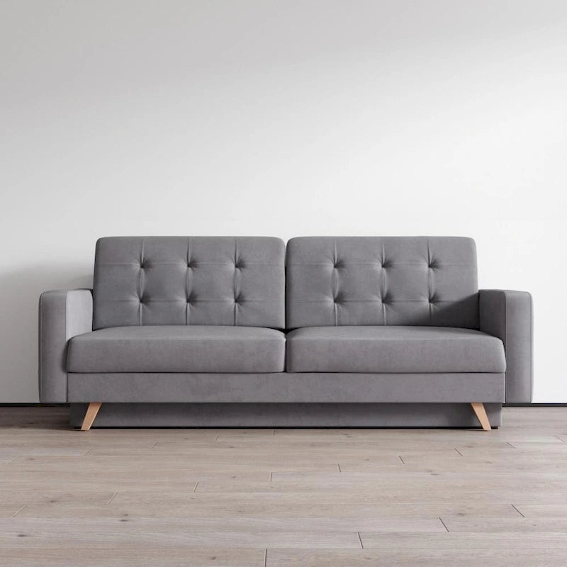 Canapé-lit futon moderne Queen avec rangement - Vert / Bleu marine / Gris / Orange / Bleu / Jaune / Vert foncé / Marron / Bordeaux - Convient pour 3 personnes