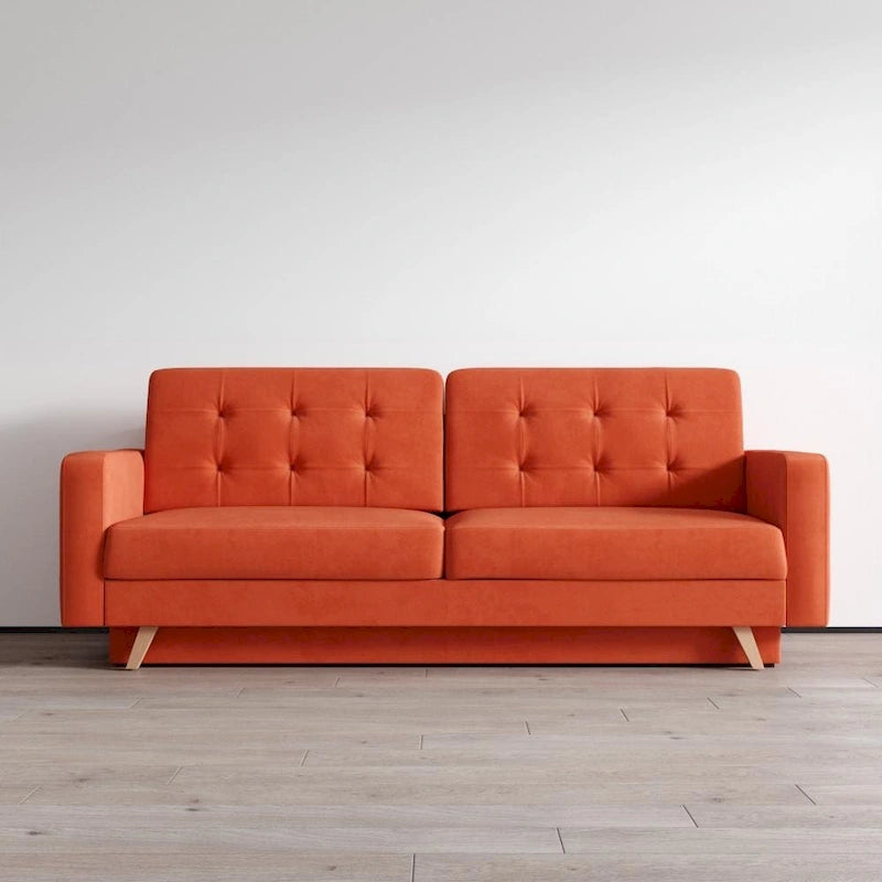 Canapé-lit futon moderne Queen avec rangement - Vert / Bleu marine / Gris / Orange / Bleu / Jaune / Vert foncé / Marron / Bordeaux - Convient pour 3 personnes