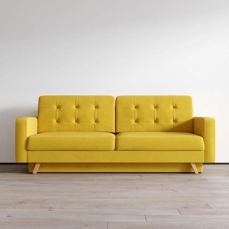 Canapé-lit futon moderne Queen avec rangement - Vert / Bleu marine / Gris / Orange / Bleu / Jaune / Vert foncé / Marron / Bordeaux - Convient pour 3 personnes