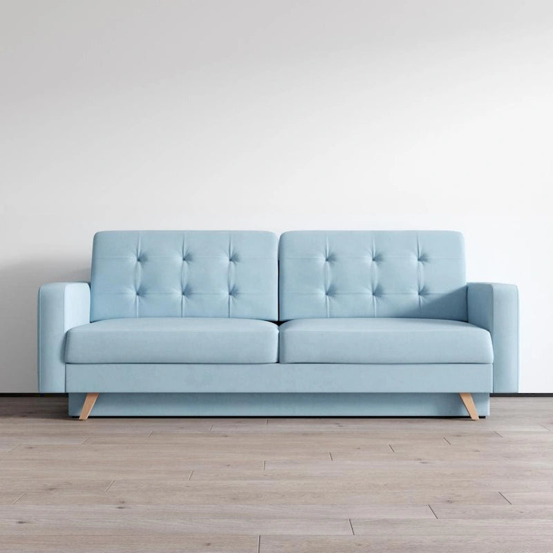 Canapé-lit futon moderne Queen avec rangement - Vert / Bleu marine / Gris / Orange / Bleu / Jaune / Vert foncé / Marron / Bordeaux - Convient pour 3 personnes