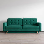 Canapé-lit futon moderne Queen avec rangement - Vert / Bleu marine / Gris / Orange / Bleu / Jaune / Vert foncé / Marron / Bordeaux - Convient pour 3 personnes