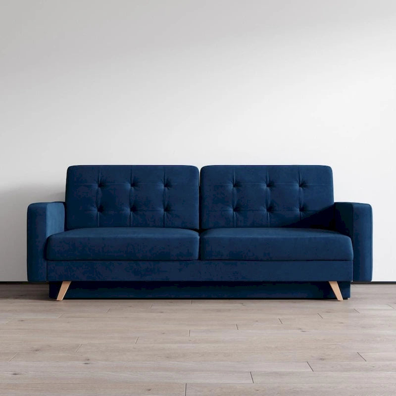 Canapé-lit futon moderne Queen avec rangement - Vert / Bleu marine / Gris / Orange / Bleu / Jaune / Vert foncé / Marron / Bordeaux - Convient pour 3 personnes