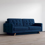 Canapé-lit futon moderne Queen avec rangement - Vert / Bleu marine / Gris / Orange / Bleu / Jaune / Vert foncé / Marron / Bordeaux - Convient pour 3 personnes