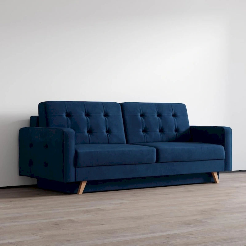 Canapé-lit futon moderne Queen avec rangement - Vert / Bleu marine / Gris / Orange / Bleu / Jaune / Vert foncé / Marron / Bordeaux - Convient pour 3 personnes