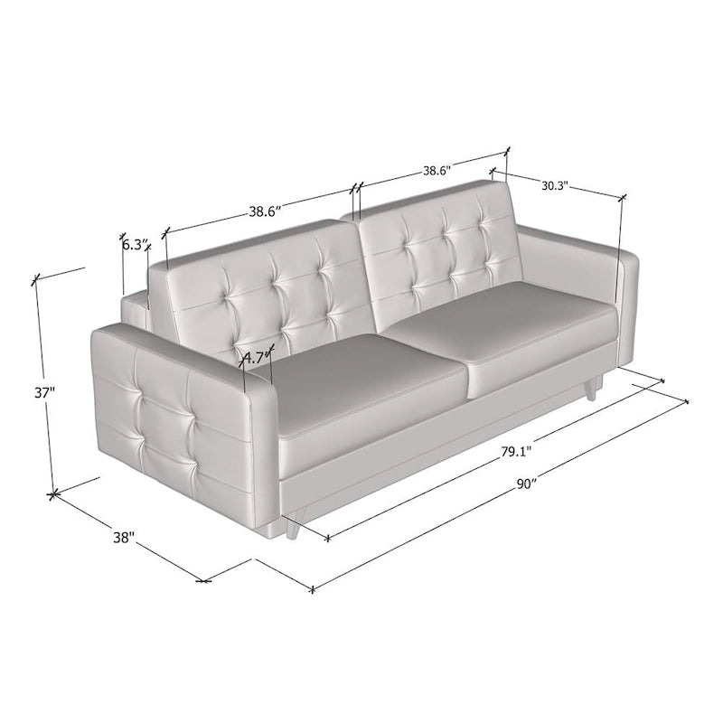 Canapé-lit futon moderne Queen avec rangement - Vert / Bleu marine / Gris / Orange / Bleu / Jaune / Vert foncé / Marron / Bordeaux - Convient pour 3 personnes