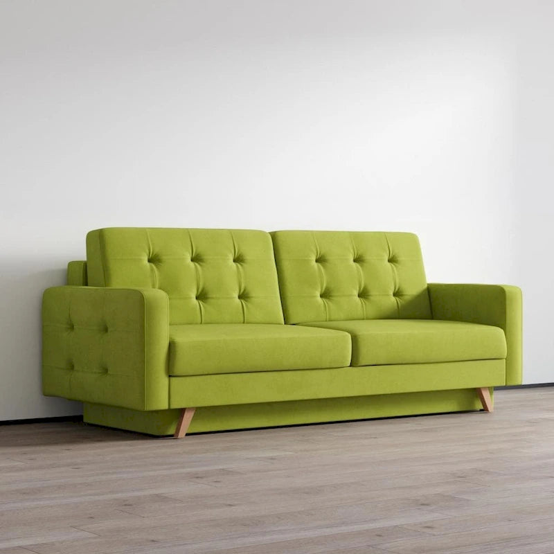 Canapé-lit futon moderne Queen avec rangement - Vert / Bleu marine / Gris / Orange / Bleu / Jaune / Vert foncé / Marron / Bordeaux - Convient pour 3 personnes