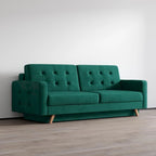 Canapé-lit futon moderne Queen avec rangement - Vert / Bleu marine / Gris / Orange / Bleu / Jaune / Vert foncé / Marron / Bordeaux - Convient pour 3 personnes
