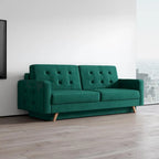 Canapé-lit futon moderne Queen avec rangement - Vert / Bleu marine / Gris / Orange / Bleu / Jaune / Vert foncé / Marron / Bordeaux - Convient pour 3 personnes