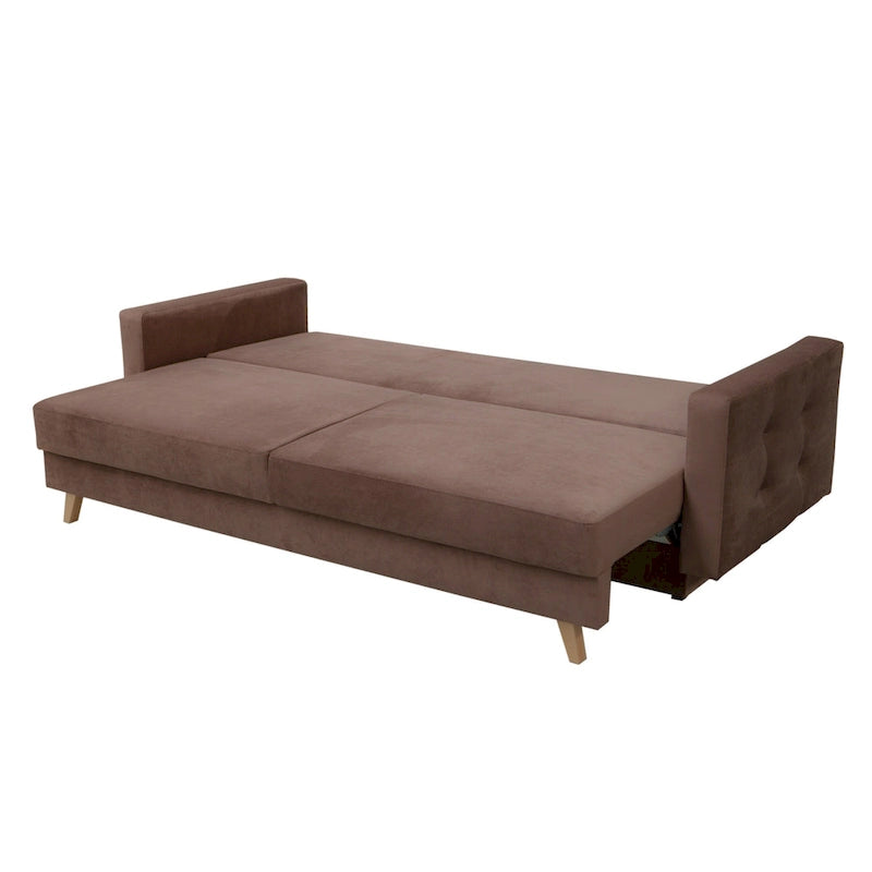 Canapé-lit futon moderne Queen avec rangement - Vert / Bleu marine / Gris / Orange / Bleu / Jaune / Vert foncé / Marron / Bordeaux - Convient pour 3 personnes