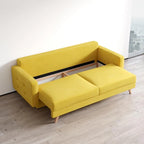 Canapé-lit futon moderne Queen avec rangement - Vert / Bleu marine / Gris / Orange / Bleu / Jaune / Vert foncé / Marron / Bordeaux - Convient pour 3 personnes