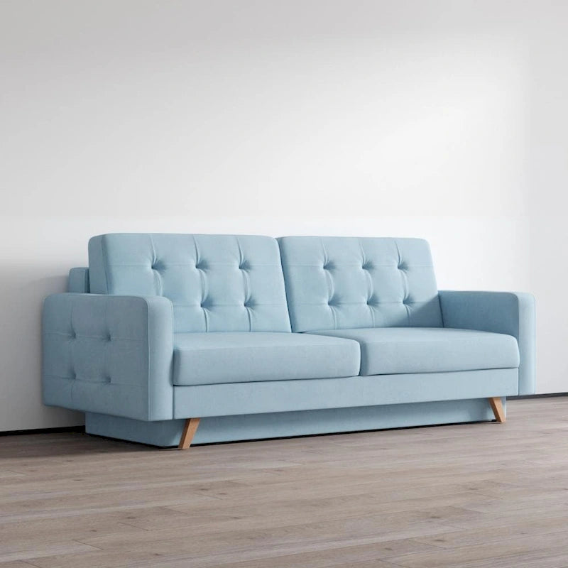 Canapé-lit futon moderne Queen avec rangement - Vert / Bleu marine / Gris / Orange / Bleu / Jaune / Vert foncé / Marron / Bordeaux - Convient pour 3 personnes