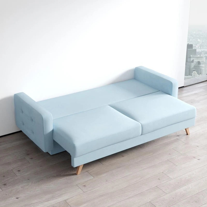 Canapé-lit futon moderne Queen avec rangement - Vert / Bleu marine / Gris / Orange / Bleu / Jaune / Vert foncé / Marron / Bordeaux - Convient pour 3 personnes