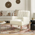 Fauteuil d'appoint classique capitonné avec cloutage et accoudoirs, disponible en ivoire/bleu marine/bleu/anthracite/avoine/beige/étain/rouille/gris/noir - Usage unique