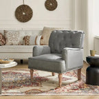 Fauteuil d'appoint classique capitonné avec cloutage et accoudoirs, disponible en ivoire/bleu marine/bleu/anthracite/avoine/beige/étain/rouille/gris/noir - Usage unique