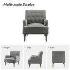 Fauteuil d'appoint classique capitonné avec cloutage et accoudoirs, disponible en ivoire/bleu marine/bleu/anthracite/avoine/beige/étain/rouille/gris/noir - Usage unique