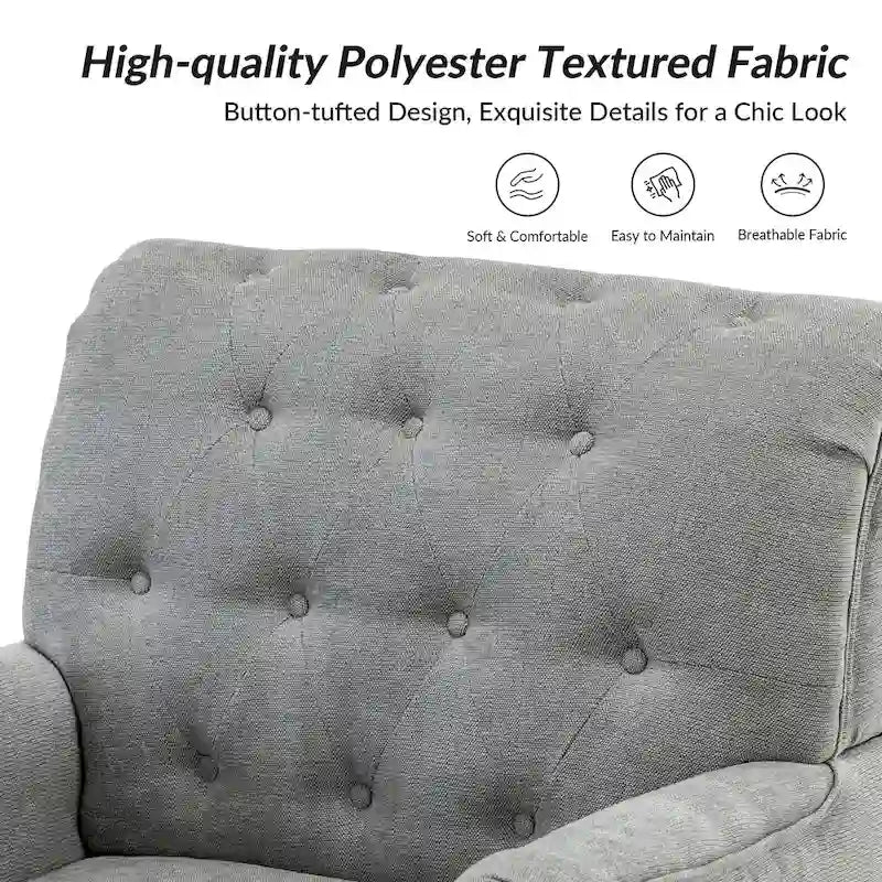 Fauteuil d'appoint classique capitonné avec cloutage et accoudoirs, disponible en ivoire/bleu marine/bleu/anthracite/avoine/beige/étain/rouille/gris/noir - Usage unique