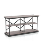 Table console de transition à 2 étagères Gris antique / Chêne foncé / Blanc antique / Bleu antique - Usage unique