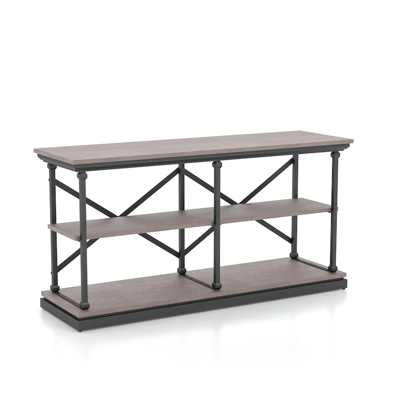 Table console de transition à 2 étagères Gris antique / Chêne foncé / Blanc antique / Bleu antique - Usage unique