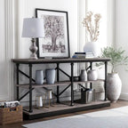 Table console de transition à 2 étagères Gris antique / Chêne foncé / Blanc antique / Bleu antique - Usage unique
