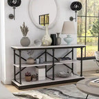 Table console de transition à 2 étagères Gris antique / Chêne foncé / Blanc antique / Bleu antique - Usage unique