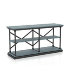 Table console de transition à 2 étagères Gris antique / Chêne foncé / Blanc antique / Bleu antique - Usage unique
