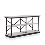 Table console de transition à 2 étagères Gris antique / Chêne foncé / Blanc antique / Bleu antique - Usage unique