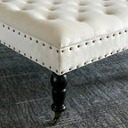 Pouf carré capitonné de couleur sarcelle foncée / vert agate / bleu orion / carafe / argent / tourbe / ivoire / orange brûlé / taupe avec roulettes en laiton – Usage unique