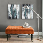 Pouf carré capitonné de couleur sarcelle foncée / vert agate / bleu orion / carafe / argent / tourbe / ivoire / orange brûlé / taupe avec roulettes en laiton – Usage unique