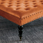 Pouf carré capitonné de couleur sarcelle foncée / vert agate / bleu orion / carafe / argent / tourbe / ivoire / orange brûlé / taupe avec roulettes en laiton – Usage unique