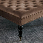 Pouf carré capitonné de couleur sarcelle foncée / vert agate / bleu orion / carafe / argent / tourbe / ivoire / orange brûlé / taupe avec roulettes en laiton – Usage unique