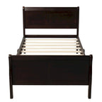 Lit plateforme double en bois, style traîneau, avec tête et pied de lit, blanc/chêne/expresso - Usage unique