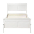 Lit plateforme double en bois, style traîneau, avec tête et pied de lit, blanc/chêne/expresso - Usage unique