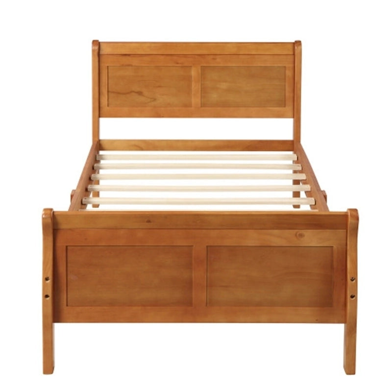 Lit plateforme double en bois, style traîneau, avec tête et pied de lit, blanc/chêne/expresso - Usage unique