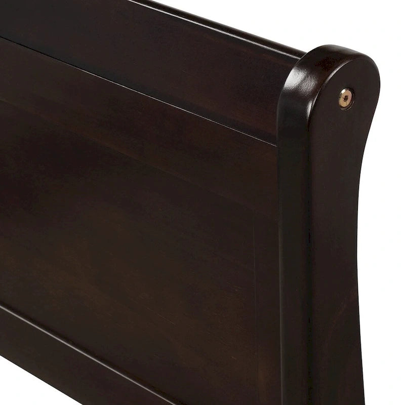 Lit plateforme double en bois, style traîneau, avec tête et pied de lit, blanc/chêne/expresso - Usage unique