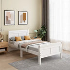 Lit plateforme double en bois, style traîneau, avec tête et pied de lit, blanc/chêne/expresso - Usage unique