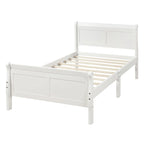 Lit plateforme double en bois, style traîneau, avec tête et pied de lit, blanc/chêne/expresso - Usage unique