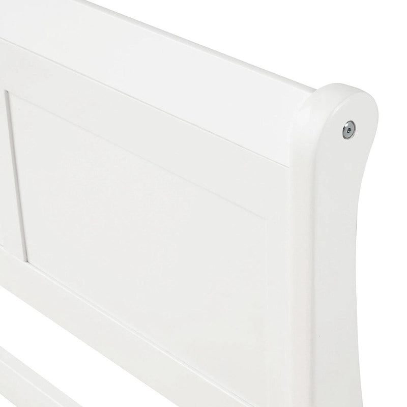 Lit plateforme double en bois, style traîneau, avec tête et pied de lit, blanc/chêne/expresso - Usage unique