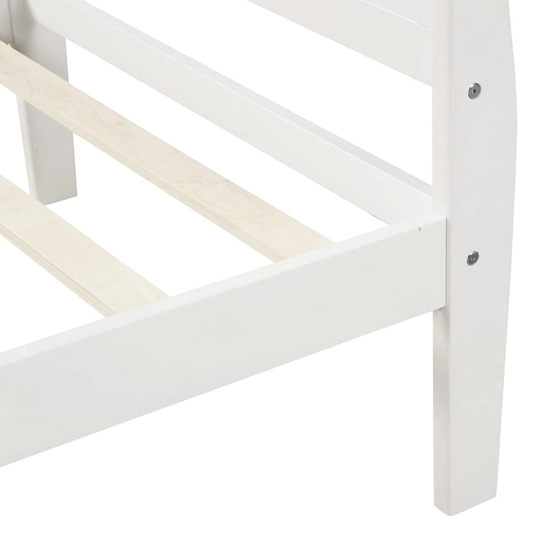 Lit plateforme double en bois, style traîneau, avec tête et pied de lit, blanc/chêne/expresso - Usage unique